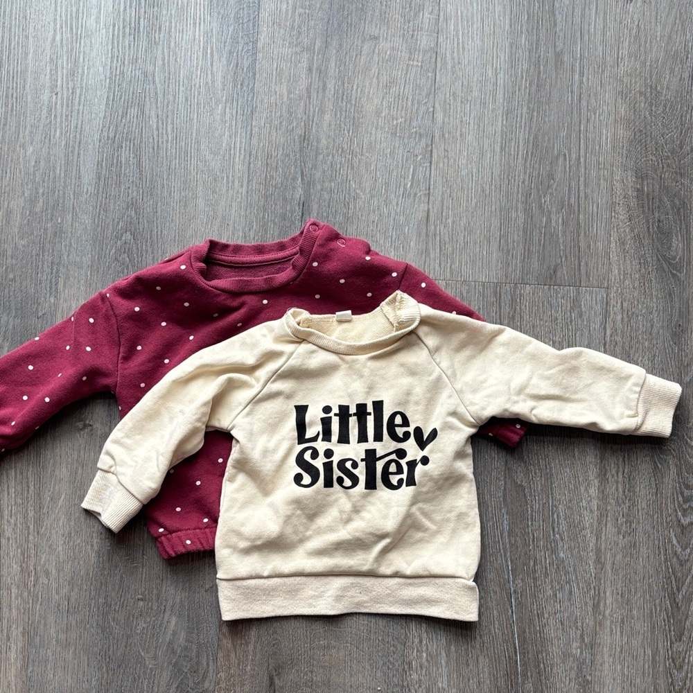 Set of 2 trendy toddler girl sweatshirts size 6 months